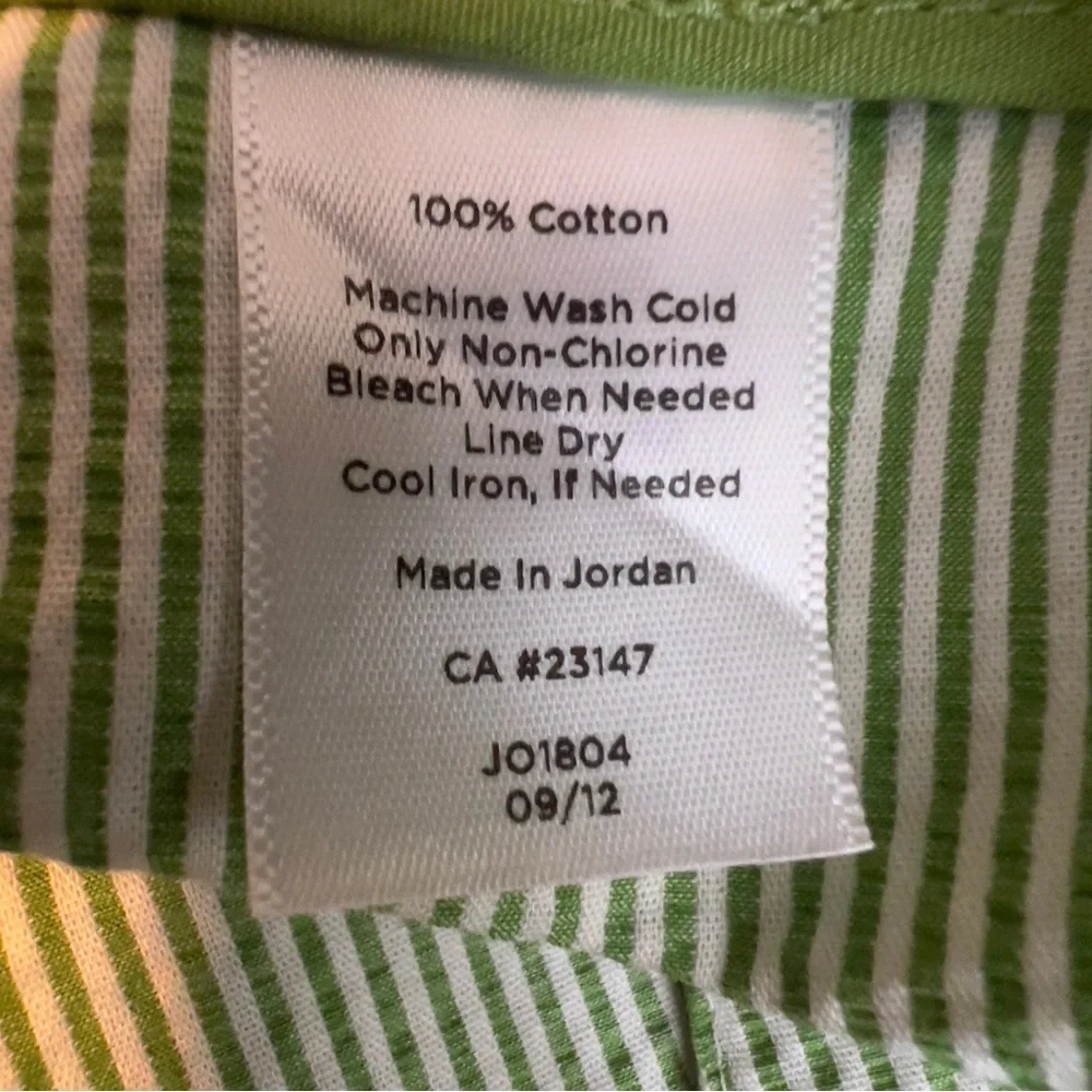 Talbots Size 20W Green/White Striped Cropped Pants Faux Back Pockets Belt Loops - Picture 11 of 14